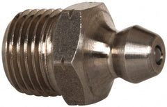 Alemite - Straight Head Angle, 1/4-28 Taper Nickel/Copper Standard Grease Fitting - 5/16" Hex, 17/32" Overall Height, 3/16" Shank Length - Exact Tooling