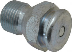 Alemite - Straight Head Angle, 3/8 NPTF Button-Head Grease Fitting - 7/8" Hex, 1-5/16" Overall Height, 9/16" Shank Length, 15,000 Operating psi, Zinc Plated Finish - Exact Tooling