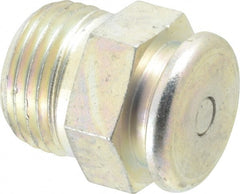 Alemite - Straight Head Angle, 1/2 NPTF Button-Head Grease Fitting - 7/8" Hex, 1-1/16" Overall Height, 1/2" Shank Length, 15,000 Operating psi, Zinc Plated Finish - Exact Tooling