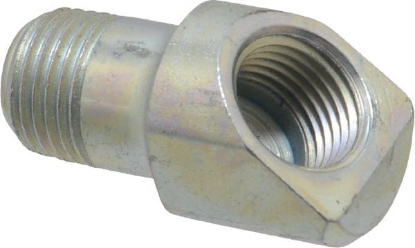 Alemite - 45° Head Angle, Grease Fitting Adapter - 1" Overall Height, 7/16" Shank Length - Exact Tooling