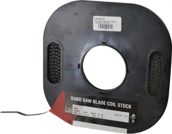 M.K. MORSE - 3/8" x 100' x 0.025" Carbon Steel Band Saw Blade Coil Stock - 4 TPI, Toothed Edge, Skip Form, Raker Set, Flexible Back, Constant Pitch, - Exact Tooling