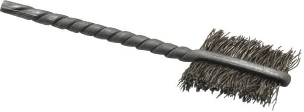 Osborn - 1/2" Diam Flat Steel Tube Brush - 0.008" Filament Diam, 9/16" Brush Length, 2-1/8" OAL, 3/32" Diam Shank - Exact Tooling