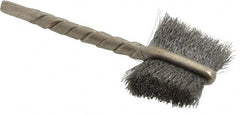 Osborn - 3/4" Diam Flat Steel Tube Brush - 0.003" Filament Diam, 5/8" Brush Length, 2-1/4" OAL, 1/8" Diam Shank - Exact Tooling