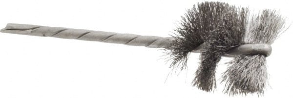Osborn - 1" Diam Helical Steel Tube Brush - 0.005" Filament Diam, 1" Brush Length, 3-1/2" OAL, 1/8" Diam Shank - Exact Tooling