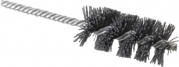 Osborn - 1-1/4" Diam Helical Nylon Tube Brush - 2-1/2" Brush Length, 5-1/2" OAL, 1/4" Diam Shank - Exact Tooling