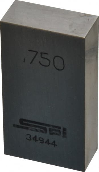 SPI - 0.75" Rectangular Steel Gage Block - Accuracy Grade 0, Includes NIST Traceability Certification - Exact Tooling