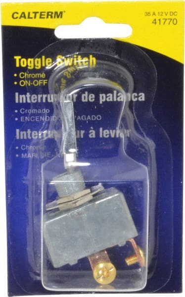 Gardner Bender - 2 Position, 12 Volt, 35 Amp, 1/2 Hole Diam, Heavy Duty Toggle Switch - On Off Sequence, 1 Switch, Chrome/Black - Exact Tooling