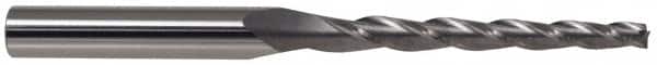Made in USA - 10° Taper Angle per Side, 1/4" Small End Diam, 2-1/4" LOC, High Speed Steel 4 Flute Tapered Ball End Mill - 4-1/4" OAL, 3/4" Shank Diam - Exact Tooling