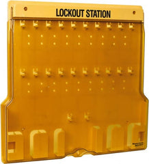 Master Lock - 1 Piece, Empty Polycarbonate Padlock Station - 22 Inch Wide x 22 Inch High x 1-3/4 Inch Deep, Black on Yellow, Covered - Exact Tooling