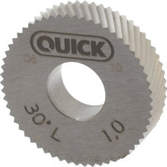 Value Collection - 27/32" Diam, 30° Tooth Angle, 25 TPI, Standard (Shape), Cut Type Powdered Metal High Speed Steel Left-Hand Diagonal Knurl Wheel - 0.197" Face Width, Circular Pitch, 30° Helix, Bright Finish - Exact Tooling