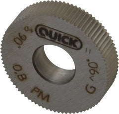Value Collection - 27/32" Diam, 90° Tooth Angle, 32 TPI, Standard (Shape), Cut Type Powdered Metal High Speed Steel Straight Knurl Wheel - 0.197" Face Width, Circular Pitch, Bright Finish - Exact Tooling