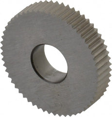 Value Collection - 9/16" Diam, 90° Tooth Angle, 32 TPI, Standard (Shape), Cut Type Powdered Metal High Speed Steel Straight Knurl Wheel - 0.118" Face Width, Circular Pitch, Bright Finish - Exact Tooling