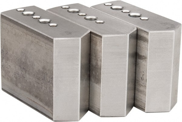 Northfield - 4" & Up Chuck Capacity, Northfield Air Style Attachment, Square Soft Lathe Chuck Jaw - 3 Jaws, Aluminum, 1.895mm Long x 3/4" Wide x 1-1/2" High - Exact Tooling