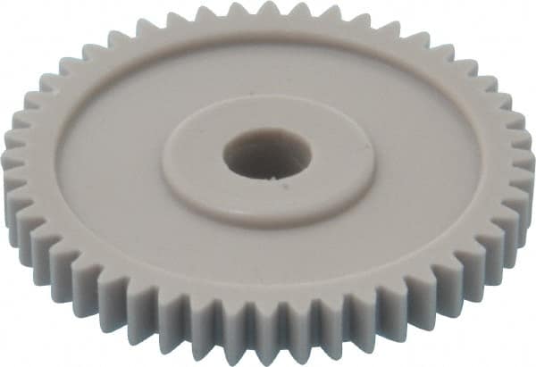 Made in USA - 32 Pitch, 1-1/2" Pitch Diam, 1-9/16" OD, 48 Tooth Spur Gear - 3/16" Face Width, 1/4" Bore Diam, 5/8" Hub Diam, 20° Pressure Angle, Acetal - Exact Tooling