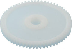 Made in USA - 32 Pitch, 2" Pitch Diam, 2-1/16" OD, 64 Tooth Spur Gear - 3/16" Face Width, 5/16" Bore Diam, 43/64" Hub Diam, 20° Pressure Angle, Acetal - Exact Tooling