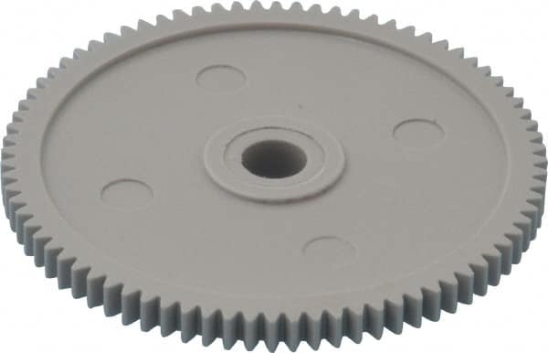 Made in USA - 32 Pitch, 2-1/2" Pitch Diam, 2-9/16" OD, 80 Tooth Spur Gear - 3/16" Face Width, 5/16" Bore Diam, 13/16" Hub Diam, 20° Pressure Angle, Acetal - Exact Tooling