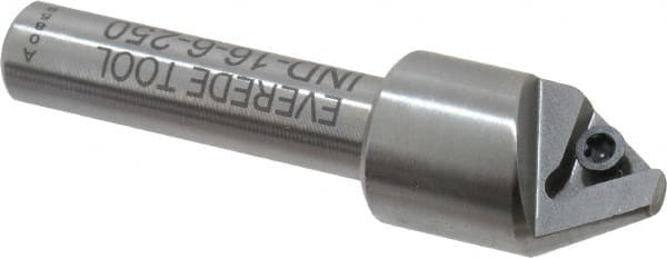 Everede Tool - 60° Included Angle, 0.588" Max Cut Diam, 5/8" Body Diam, 3/8" Shank Diam, 2-1/2" OAL, Indexable Countersink - 1 Triangle Insert, TPGH 215 Insert Style, Series IND - Exact Tooling