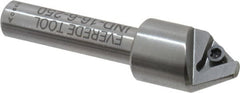Everede Tool - 60° Included Angle, 0.588" Max Cut Diam, 5/8" Body Diam, 3/8" Shank Diam, 2-1/2" OAL, Indexable Countersink - 1 Triangle Insert, TPGH 215 Insert Style, Series IND - Exact Tooling