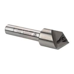 Everede Tool - 82° Included Angle, 0.583" Max Cut Diam, 5/8" Body Diam, 3/8" Shank Diam, 2-1/2" OAL, Indexable Countersink - 1 Triangle Insert, TPGH 215 Insert Style, Series IND - Exact Tooling