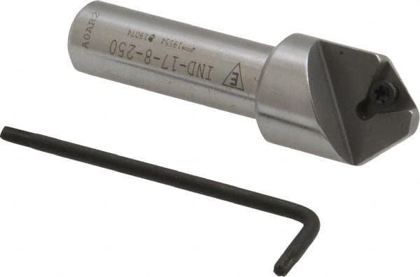 Everede Tool - 82° Included Angle, 0.708" Max Cut Diam, 3/4" Body Diam, 1/2" Shank Diam, 2-1/2" OAL, Indexable Countersink - 1 Triangle Insert, TPGH 215 Insert Style, Series IND - Exact Tooling