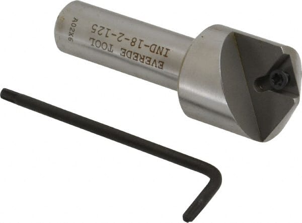 Everede Tool - 120° Included Angle, 0.741" Max Cut Diam, 7/8" Body Diam, 1/2" Shank Diam, 2-1/2" OAL, Indexable Countersink - 1 Triangle Insert, TPGH 215 Insert Style, Series IND - Exact Tooling