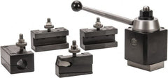 Aloris - Series DA Tool Post Holder & Set for 17 to 48" Lathe Swing - 5 Piece, Includes Style 1 Turning/Facing Holder, Style 2 Boring/Turning/Facing Holder, Style 4D Heavy-Duty Boring Bar Holder, Style 7 Universal Parting Blade Holder, Tool Post - Exact Tooling