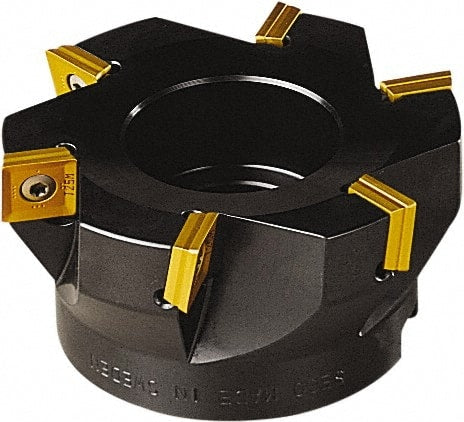 Seco - 4 Inserts, 50mm Cut Diam, 22mm Arbor Diam, 11mm Max Depth of Cut, Indexable Square-Shoulder Face Mill - 90° Lead Angle, 40mm High, SONX 1205 Insert Compatibility, Series Midi Square - Exact Tooling