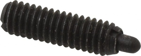 Gibraltar - M4 x 0.7, 13mm Thread Length, 2.5mm Plunger Projection, Steel Threaded Spring Plunger - 1.78mm Max Plunger Diam, 0.23 Kg Init End Force, 1.81 Kg Final End Force - Exact Tooling