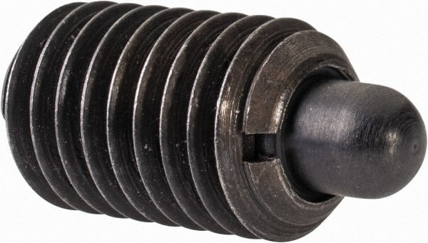 Gibraltar - M12 x 1.75, 20.5mm Thread Length, 6.5mm Plunger Projection, Steel Threaded Spring Plunger - 6.3mm Max Plunger Diam, 1.13 Kg Init End Force, 6.8 Kg Final End Force - Exact Tooling