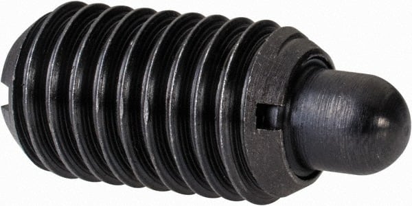 Gibraltar - M12 x 1.75, 20.5mm Thread Length, 6.5mm Plunger Projection, Steel Threaded Spring Plunger - 6.3mm Max Plunger Diam, 0.77 Kg Init End Force, 3.86 Kg Final End Force - Exact Tooling