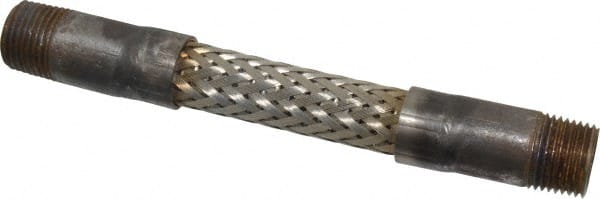 Made in USA - 6-1/2" OAL, 1/2" ID, 1,400 Max psi, Flexible Metal Hose Assembly - Exact Tooling