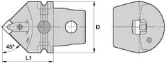 Kennametal - Left Hand Cut, Size KM63, CN.. Insert Compatiblity, Internal Modular Turning & Profiling Cutting Unit Head - 43mm Ctr to Cutting Edge, 60mm Head Length, Through Coolant, Series Kenclamp - Exact Tooling