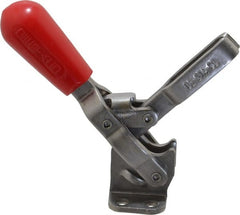 De-Sta-Co - 250 Lb Holding Capacity, Vertical Handle, Manual Hold Down Toggle Clamp - 65° Handle Movement, 105° Bar Opening, U-Bar, Flanged Base, Electro-Plated Zinc, Stainless Steel - Exact Tooling