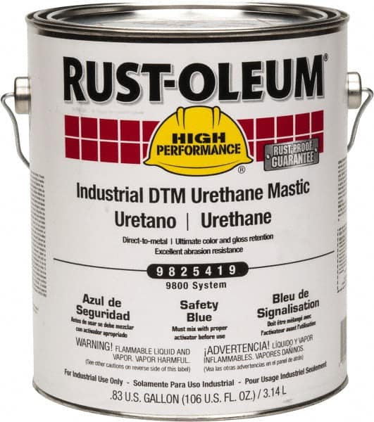 Rust-Oleum - 1 Gal Gloss Safety Blue Urethane Mastic - 162 to 274 Sq Ft/Gal Coverage, <340 g/L VOC Content, Direct to Metal - Exact Tooling