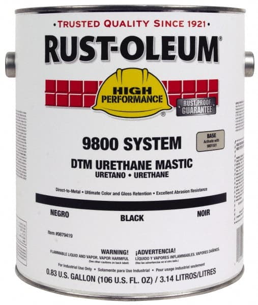 Rust-Oleum - 1 Gal Gloss Black Urethane Mastic - 162 to 274 Sq Ft/Gal Coverage, <340 g/L VOC Content, Direct to Metal - Exact Tooling