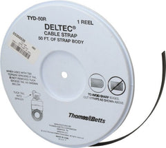 Thomas & Betts - 50' Long Black Nylon Hook & Loop Strap - 250 Lb Tensile Strength - Exact Tooling