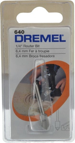 Dremel - 1/4" Diam, 1.2" Overall Length, High Speed Steel, V-Groove, Edge Profile Router Bit - 1/8" Shank Diam x 0.4" Shank Length, Uncoated - Exact Tooling