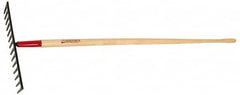 Razor-Back - Asphalt Rake with 66" Straight Wood Handle - 16" Blade Width, 14 Tines, 4" Tine Length - Exact Tooling