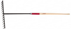 Razor-Back - Asphalt Rake with 78" Straight Wood Handle - 17" Blade Width, 14 Tines, 4" Tine Length - Exact Tooling