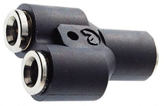 Norgren - 5/32x1/4" Outside Diam, Nickel Plated Brass Push-to-Connect Union Y - 260 Max psi, Tube to Tube Connection, Nitrile O-Ring - Exact Tooling