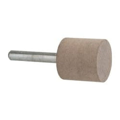 Norton - 1" Head Diam x 1" Thickness, W220, Cylinder End, Aluminum Oxide Mounted Point - Medium Grade, 80 Grit, 30,370 RPM - Exact Tooling