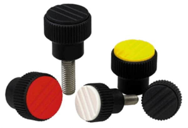 KIPP - 1.02" Head, Knurled Knob - Threaded Stem, Thermoplastic - Exact Tooling