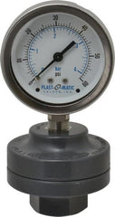 Plast-O-Matic - 60 Max psi, 2 Inch Dial Diameter, PVC Pressure Gauge Guard and Isolator - 3% Accuracy - Exact Tooling