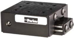 Parker - 25 Lb. Capacity, 6-32 Mount Hole, 1" Travel, Ball Bearing Slide Table - Single Axis, 8 Mounting Holes, 1-3/4" Long x 1-3/4" Wide x 3/4" High - Exact Tooling