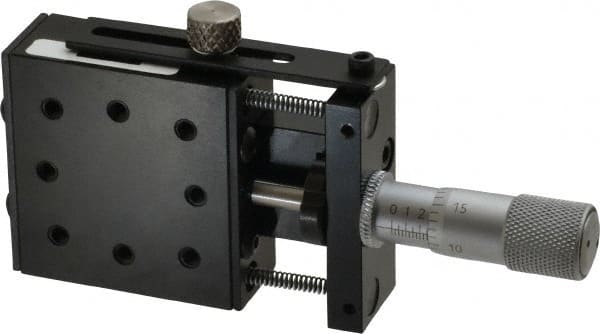 Parker - 25 Lb. Capacity, 6-32 Mount Hole, 1/2" Travel, Precision Ball Bearing Table with Center Drive - Single Axis, 8 Mounting Holes, 1-3/4" Long x 1-3/4" Wide x 3/4" High - Exact Tooling