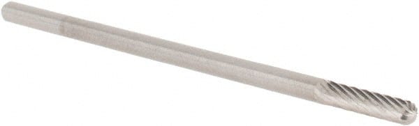 M.A. Ford - 1/8" Cut Diam, 1/8" Shank Diam, Cylinder with Radius Head Single Cut Burr - Carbide, Radius End, 9/16" LOC, 3" OAL - Exact Tooling