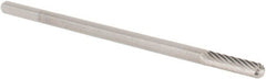 M.A. Ford - 1/8" Cut Diam, 1/8" Shank Diam, Cylinder with Radius Head Single Cut Burr - Carbide, Radius End, 9/16" LOC, 3" OAL - Exact Tooling