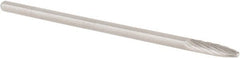 M.A. Ford - 1/8" Cut Diam, 1/8" Shank Diam, Tree with Radius Head Single Cut Burr - Carbide, Radius End, 1/2" LOC, 3" OAL - Exact Tooling