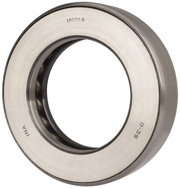 INA Bearing - 2-5/8" Inside x 4.344" Outside Diam, 1" Thick, Steel Ball Thrust Bearing - 49,000 Lbs. Static Capacity, 18,100 Max Pressure x Velocity - Exact Tooling