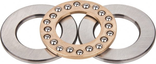INA Bearing - 1-1/2" Inside x 2-19/32" Outside Diam, 5/8" Thick, Steel Ball Thrust Bearing - 1,340 Lbs. Static Capacity, 1,690 Max Pressure x Velocity - Exact Tooling
